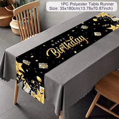  Showlu Fashion Store Golden Birthday Door Curtain Backdrop 30 40 50 Happy Birthday Tablecloth Table Runner Balloon Birthday Party Decoration For Home