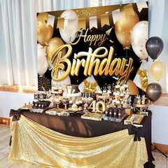  Showlu Fashion Store Golden Birthday Door Curtain Backdrop 30 40 50 Happy Birthday Tablecloth Table Runner Balloon Birthday Party Decoration For Home