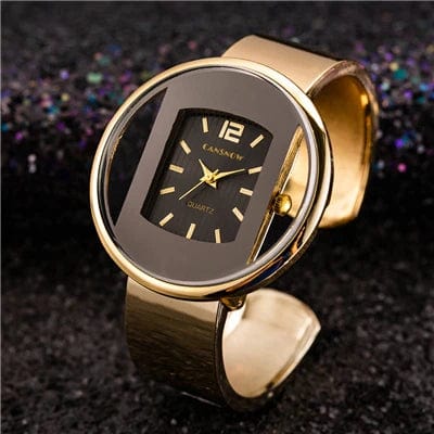  Showlu Fashion Store Golden Black Fashion Gold Stainless Steel Women's Bracelet Bangle Watches 2023 Trends Luxury Brand Ladies Jewelry Watch Bayan Kol Saati Clock