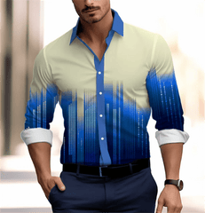 SHOWLU FASHION STORE Gradient Men's Clothing Soft and Comfortable Men's Shirt Summer Hawaiian Shirt High Quality Men's Clothing Fashion Button Design