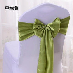 SHOWLU FASHION STORE Grass Green / 10 pcs 10/100pcs Satin Chair Bow Sashes Wedding Chair Knots Ribbon Butterfly Ties For Party Event Hotel Banquet Home Decoration