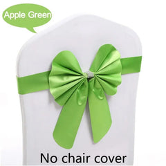 Showlu Fashion Store Grass Green / 10 pcs 10pcs/lot Burgundy PPC Chair Sashes Weddin Decoration With Elastic Chair Ribbon Bows Spandex Royal Blue For Party Hotel