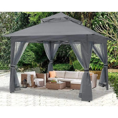 Showlu Fashion Store Gray / 11x11 / United States 13x13 Gazebo, Pop Up Gazebos 13x13 - Outdoor Canopy Tent with Mosquito Netting for Patio Garden Backyard, Gazebo