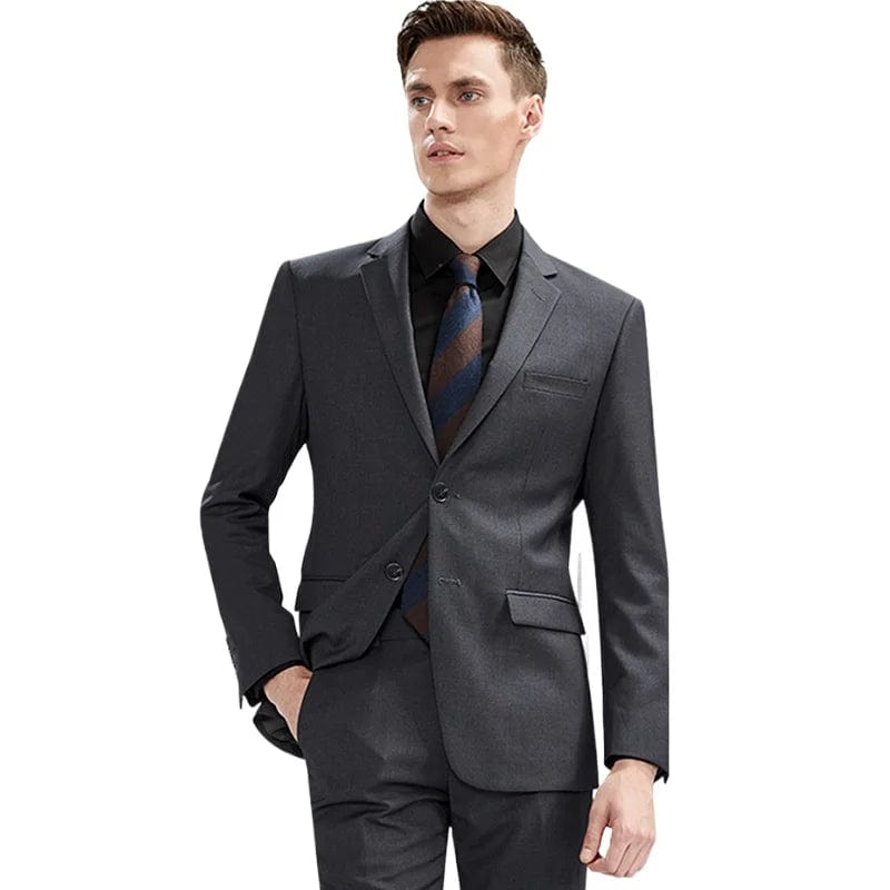  Showlu Fashion Store GRAY / Asian 4XL (EUR XL) Suit Men (Blazer+Pants) Fashion Business Casual Slim-fit Formal Dress Banquet Work English Style Evening Dress Solid Color Suit