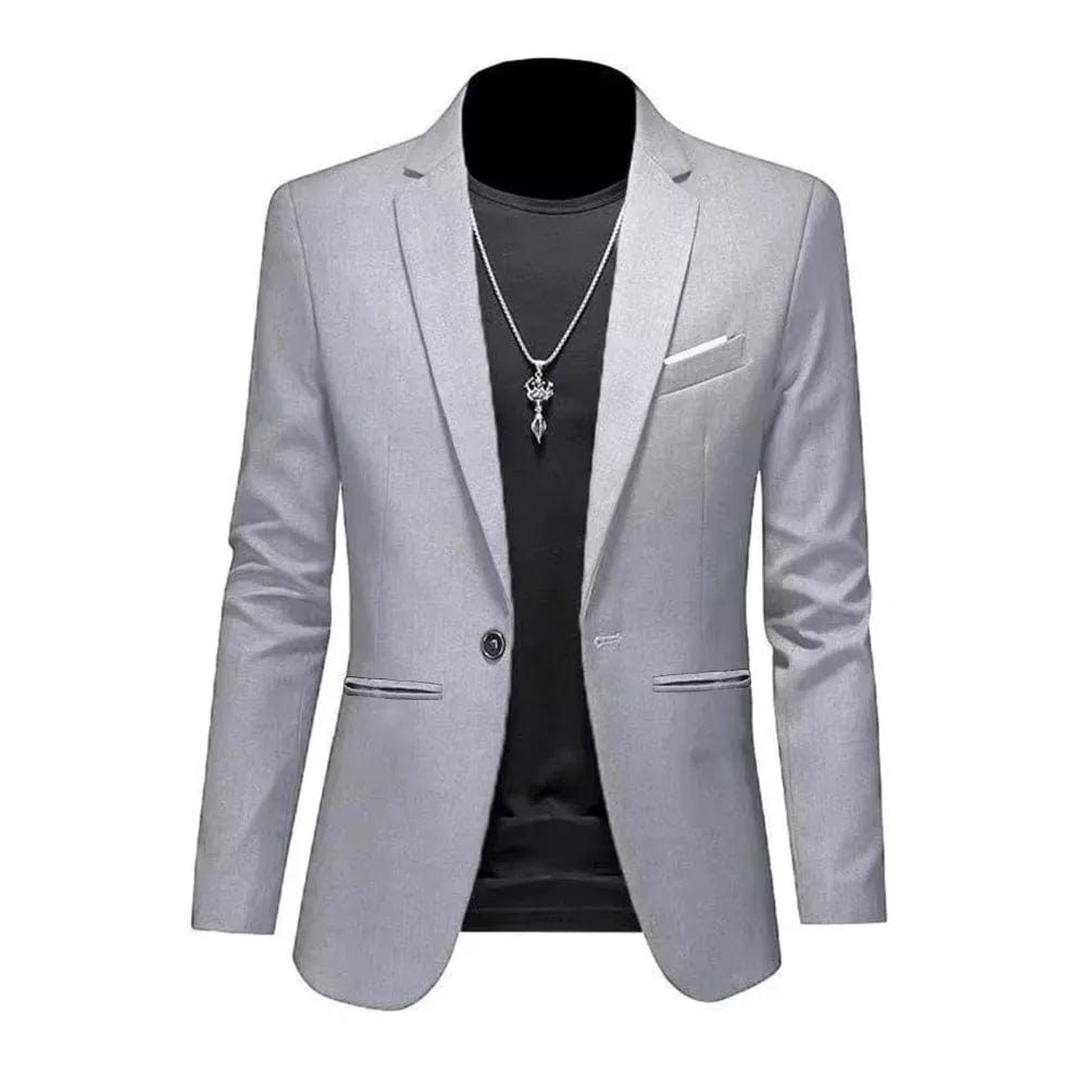 SHOWLU FASHION STORE Gray / Asian XXXL Men's' Trendy Light Luxury Suit Jacket  Autumn Slim Fit  Casual Business Suit Non-ironing Anti-wrinkle Solid Color Classic Suit