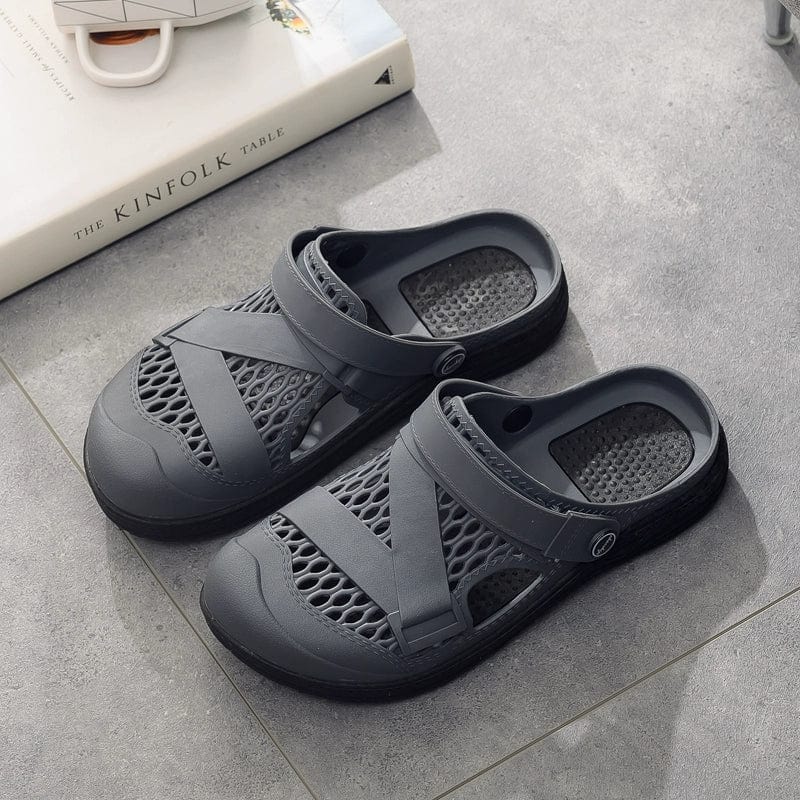  Showlu Fashion Store Gray Black / EUR43 Vietnam Latex Sports Casual Non-Stinky Feet Backstrap Sandals