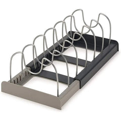  Showlu Fashion Store GRAY Expandable Pot and Pan Organizers Rack Holder Kitchen Cabinet Pantry Bakeware Organizer Rack with 6 Adjustable Compartments