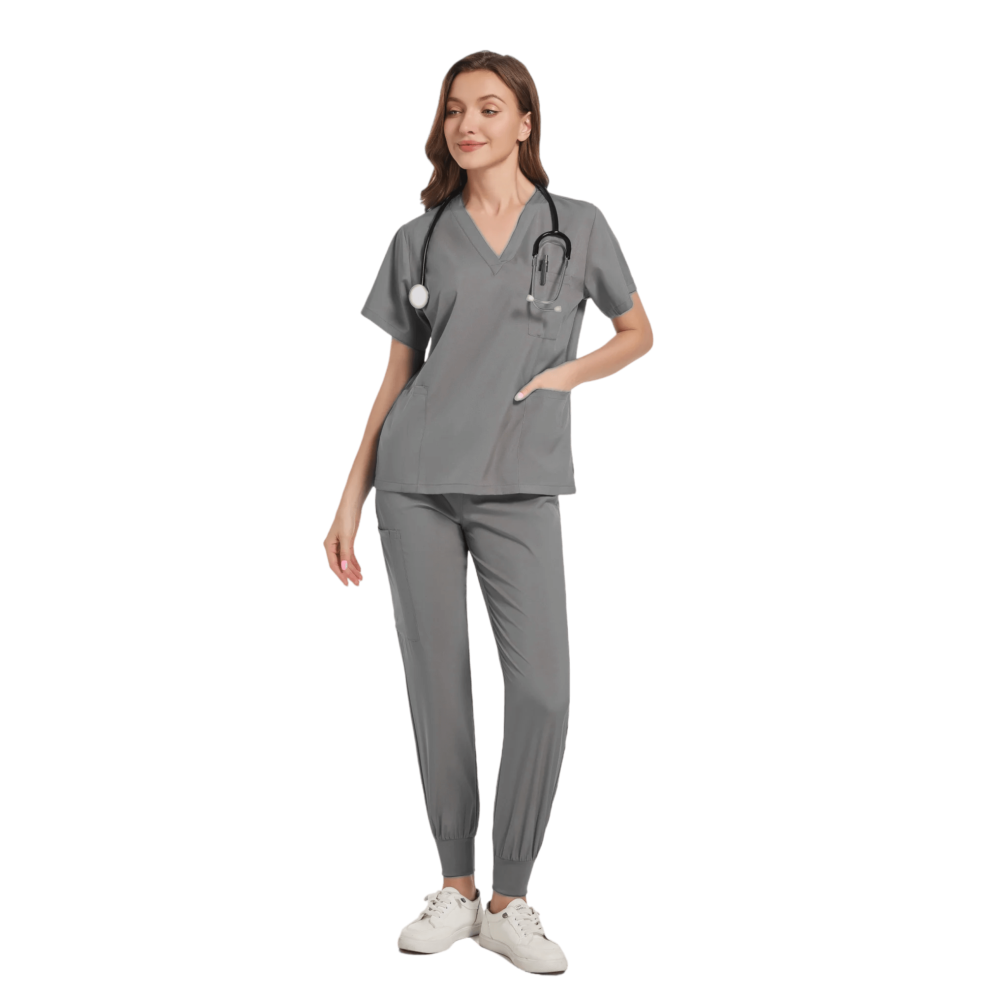 SHOWLU FASHION STORE Gray / L Women Scrub Set Surgical Nursing Scrub Sets Hospital Uniform Medical Factory Wholesale Uniforms Womens Custom Scrubs