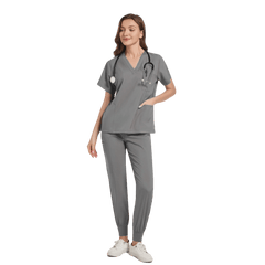 SHOWLU FASHION STORE Gray / L Women Scrub Set Surgical Nursing Scrub Sets Hospital Uniform Medical Factory Wholesale Uniforms Womens Custom Scrubs