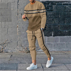 SHOWLU FASHION STORE GRAY / M Summer Men's 2 Piece Sets Tracksuits Long Sleeve T Shirt+Long Sweatpants Set Streetwear Sportstreet Men Oversized Men Clothing