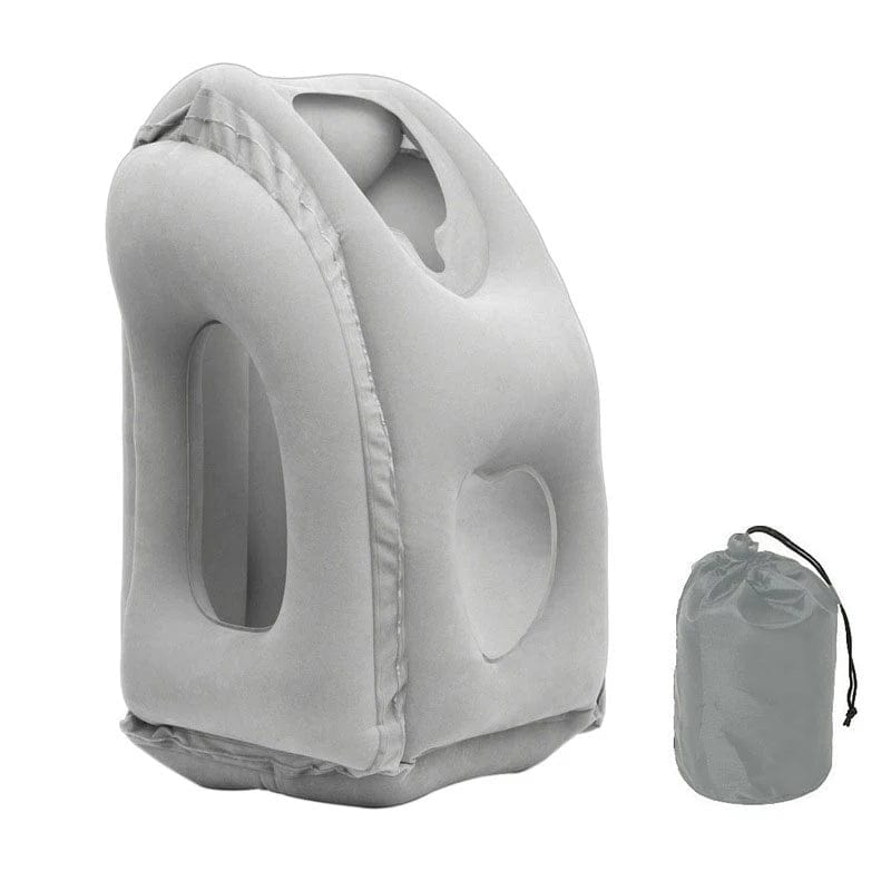 SHOWLU FASHION STORE Gray New Pattern Inflatable Travel Pillow Portable Chin Support Neck Pillow for Airplane Car Bus Train Office Nap Rest Support Pillow