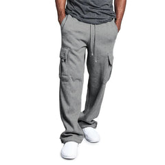 SHOWLU FASHION STORE GRAY / S Mens Sweatpants Straight Fit Joggers for Sports and Streetwear Loose Oversized Drawstring Long Pants Men Multi-pocket Pants