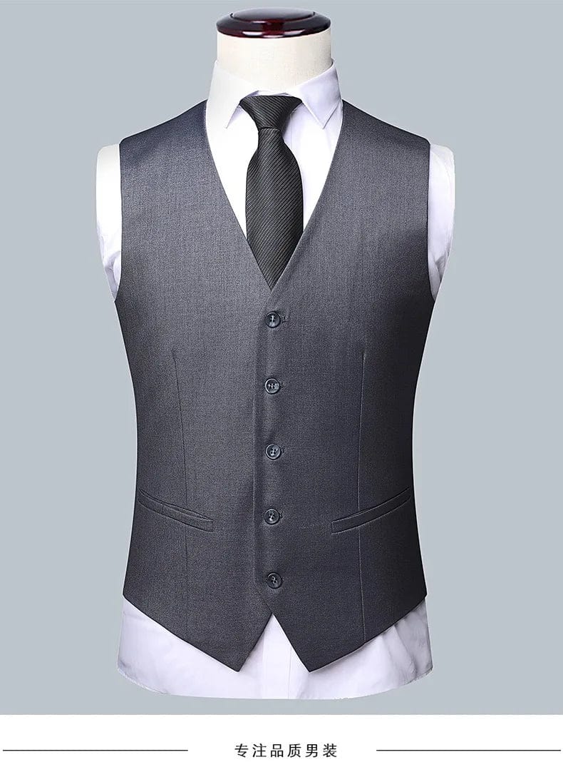 SHOWLU FASHION STORE Gray Vest / 6XL(92.5KG-100KG) High-quality Solid Color Wedding Suit (suit+Trousers)2024 New Fashion Handsome Business Leisure Boutique Men's 2-piece Set Suit