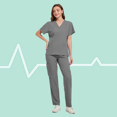 SHOWLU FASHION STORE Gray / XL High Quality Uniforme Medical Nurse Uniform Scrub Set Women and Men's Modern V-Neck Top and Pant Hospital Workwear Doctor Suits