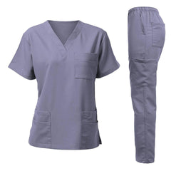 SHOWLU FASHION STORE GRAY / XXL Anti Wrinkle Washable Soft Fabric Nursing Scrubs Hospital Uniform Medical Scrubs Tops Women Jogger Scrubs Sets Nurse Uniform