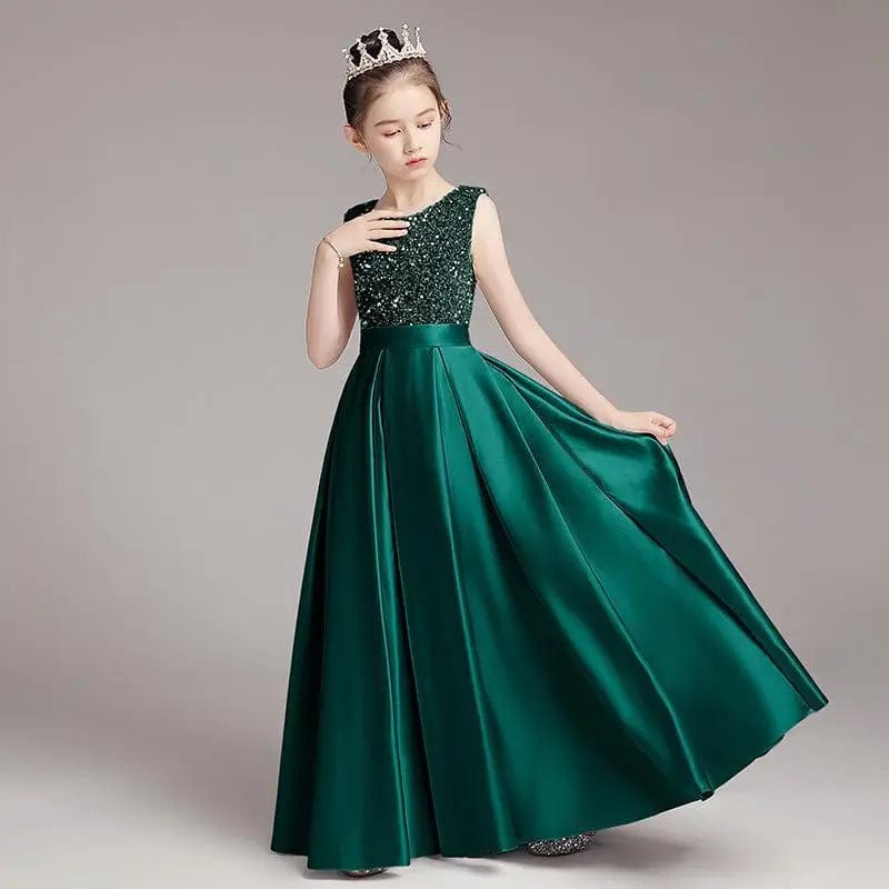 Showlu Fashion Store Green / 110 Children Girl Dress Shiny Luxury Princess Dresses Piano Competition Costume Clothes Evening Birthday Party Dresses Daughter Gift