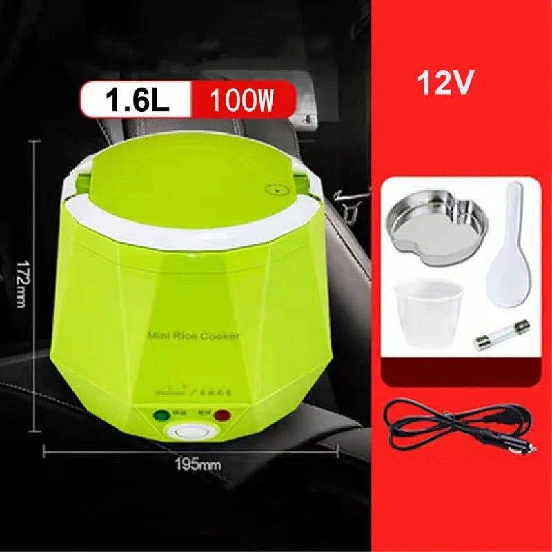 Showlu Fashion Store Green 12V / CHINA 1.6L Mini Rice Cooker Heating Lunch Box Portable Constant Temperature Food Steamer Multifunction Pot For Car Truck 12/24V