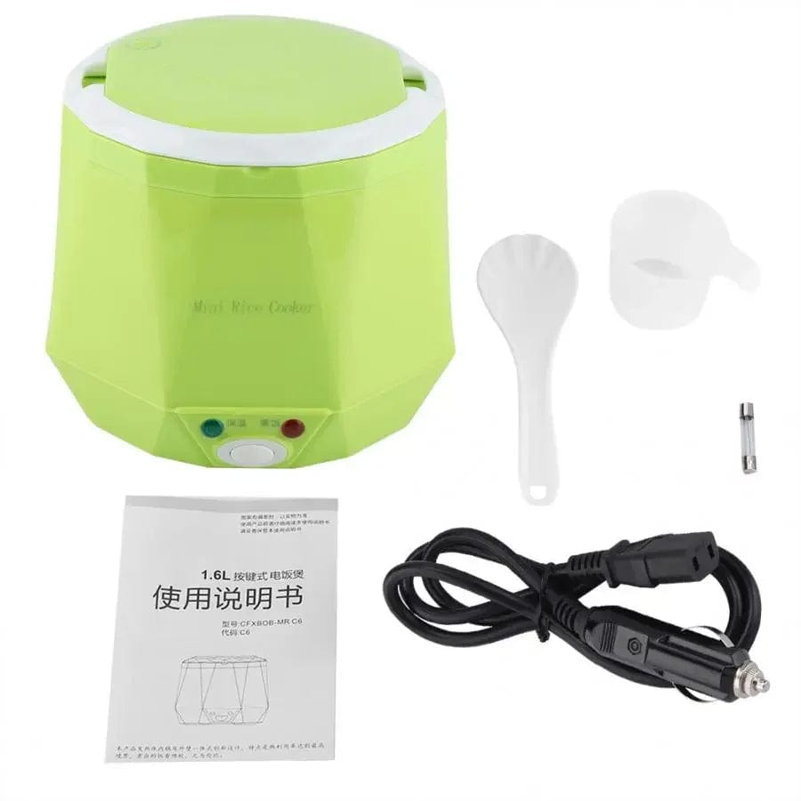  Showlu Fashion Store Green / 12V Mini Rice Cooker 1.3L Electric Heating Lunch Box Portable Thermostat Food Steamer Multi Electric Cooker For Car Truck 12/24V