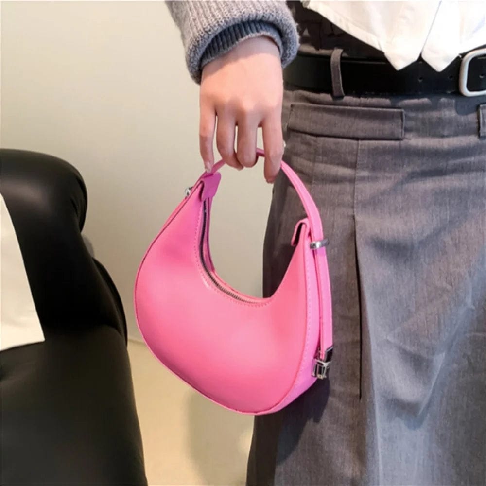 SHOWLU FASHION STORE Green 2023 New Fashion Shoulder Bag PU Leather Half Moon Bag Lady Casual Commuter Underarm Bag Brand Design Handbag Trend Crescent Bag