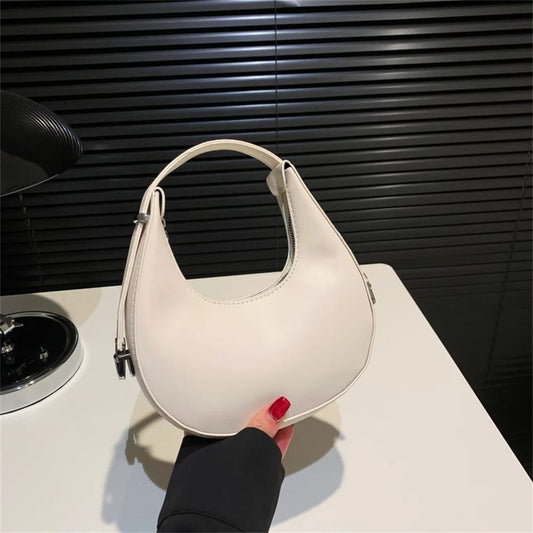 SHOWLU FASHION STORE Green 2023 New Fashion Shoulder Bag PU Leather Half Moon Bag Lady Casual Commuter Underarm Bag Brand Design Handbag Trend Crescent Bag