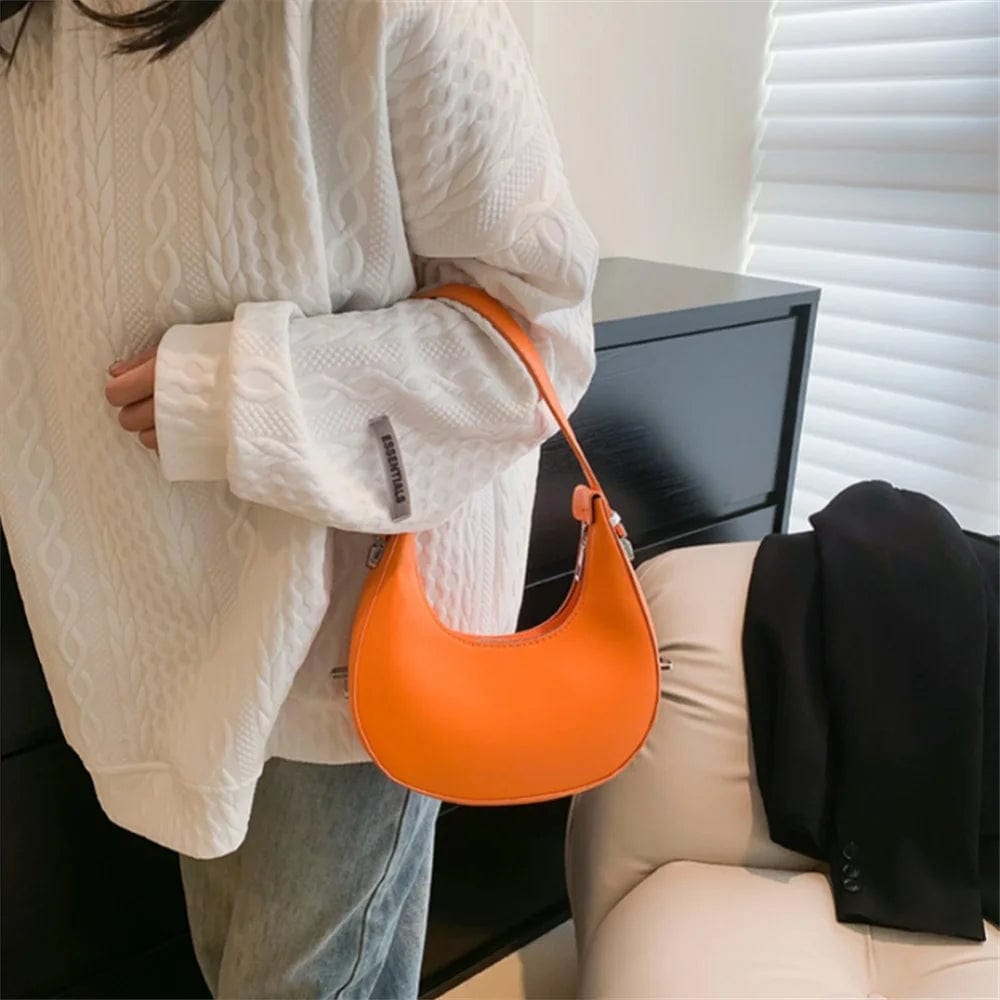 SHOWLU FASHION STORE Green 2023 New Fashion Shoulder Bag PU Leather Half Moon Bag Lady Casual Commuter Underarm Bag Brand Design Handbag Trend Crescent Bag