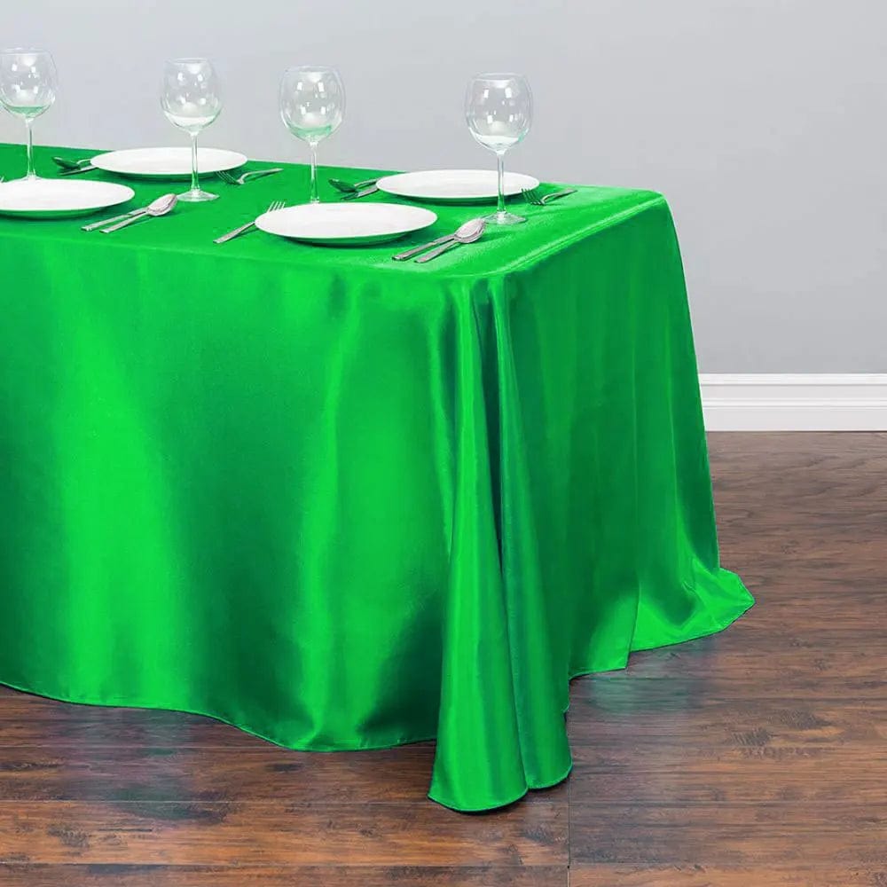  Showlu Fashion Store Green / 228x396cm-90x156inch Rectangular Table Cloth Satin Cloth Square Table Cloth suitable for buffet table party holiday dinner wedding banquet decoration