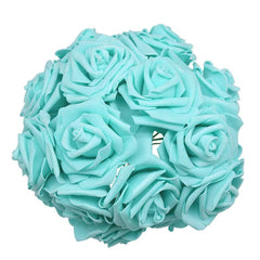 Showlu Fashion Store Green 24pcs 7cm White Rose Artificial PE Foam Rose Flower Wedding Decoration Bridal Bouquet Scrapbooking Craft Fake Flowers DIY Suppli