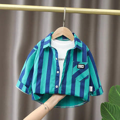  Showlu Fashion Store Green / 3-4 Years IENENS Kids Shirt Clothes Spring Thin Blouses Clothing Infant Boy Plaid Cotton Tops 1 2 3 4 Years Kids Long Sleeves Shirt