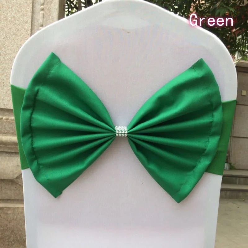 Showlu Fashion Store Green / 30PCS 50/30/10pc/Lot Bow Chair Sashes Band For Wedding Party Birthday Banquet Spandex Stretch Blend Chair Bow Tie Band Belt Ties Cover