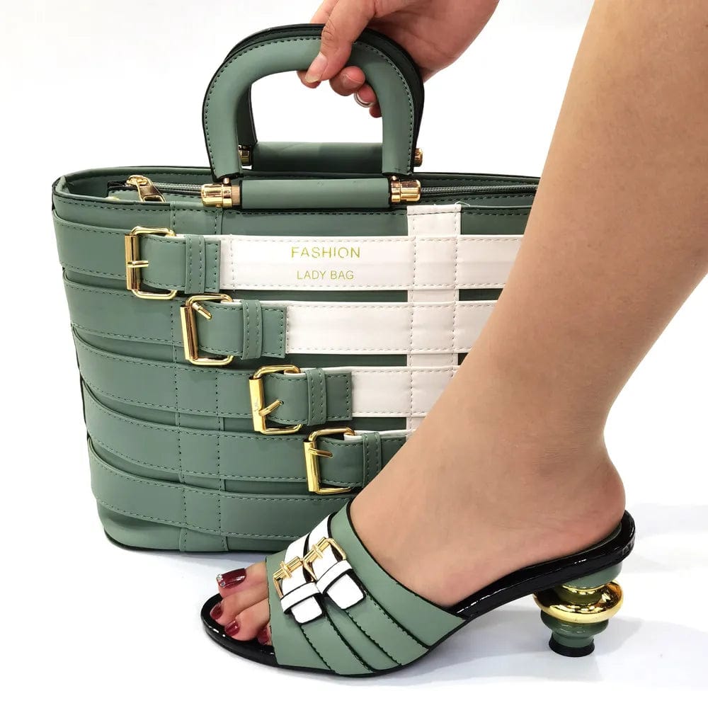  Showlu Fashion Store Green / 38 Doershow  Italian Shoes And Bag Sets For Evening Party With Stones Italian Leather Handbags Match Bags!HOP1-25