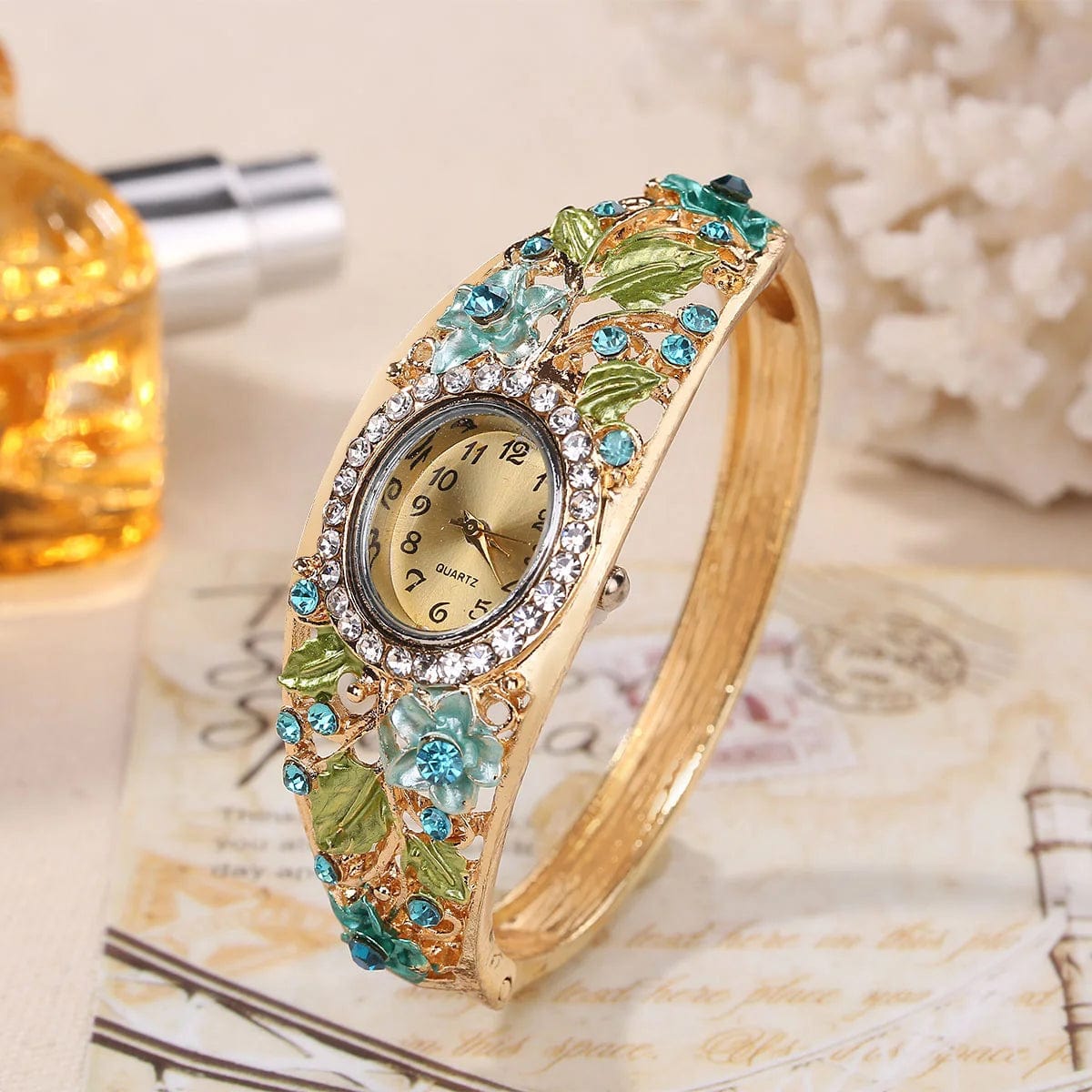 Showlu Fashion Store Green 5PCS Set Luxury Womens Bracelet Quartz Watches Fashion Versatile Women's Watch High Quality Ladies Quartz Watch