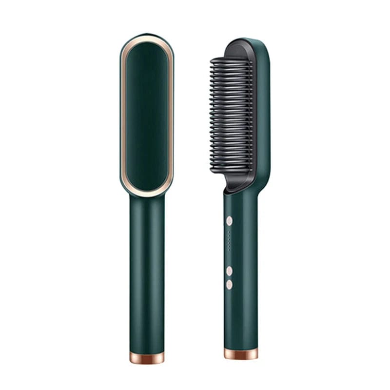  Showlu Fashion Store Green / AU New Hair Straightener Ceramic Hot Comb 2 in 1 Electric Straighten Hair Brush Negative Ion Anti-scalding Styling Tool