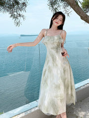  Showlu Fashion Store Green Chiffon Fairy Holiday Dress