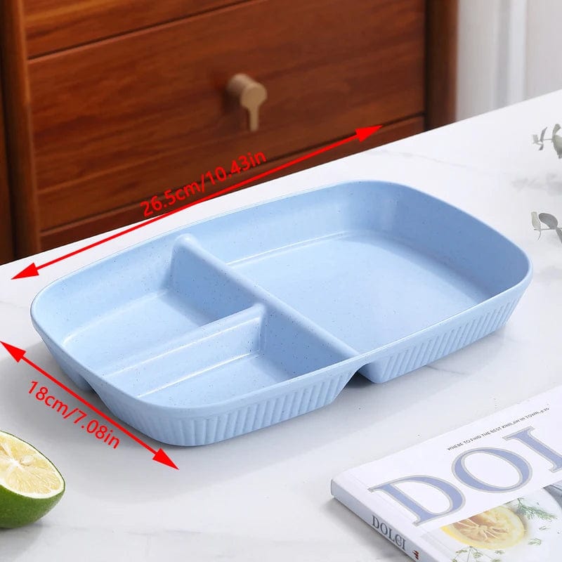  Showlu Fashion Store Green Divided Dish Diet Reusable Dinner Plate Kitchen Dinnerware Portion Plates For Adults 3 Compartments Microwave Safe