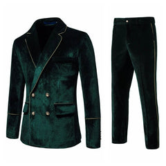 SHOWLU FASHION STORE green / EU Size S Men's High-end Velvet Suits  Dress Jacket Party Costumes Jacket and Pants