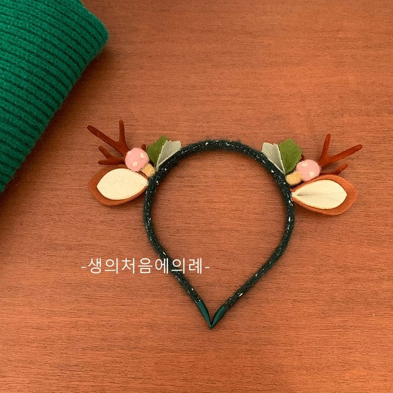  Showlu Fashion Store Green Fawn Hair Hoop Elk Horn Cute Baby Holiday Atmosphere Girls' Hairband