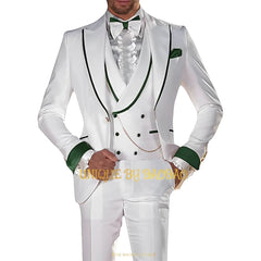 SHOWLU FASHION STORE green / M(US38)(EU48) Men 3-piece wedding tailcoat (jacket+vest+pants) fashion performance concert groom engagement cocktail summer party custom suit