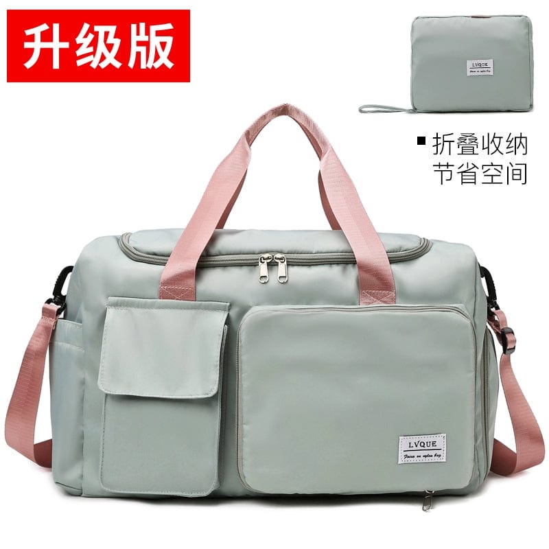 SHOWLU FASHION STORE Green powder / Big Foldable Fashion One-Shoulder Business Trip Pending Travel Bag