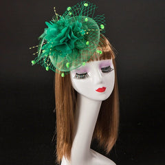  Showlu Fashion Store Green Retro Photo Studio Photography Barrettes Billycock Feather Headwear