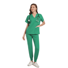 SHOWLU FASHION STORE green / S Women Scrub Set Surgical Nursing Scrub Sets Hospital Uniform Medical Factory Wholesale Uniforms Womens Custom Scrubs