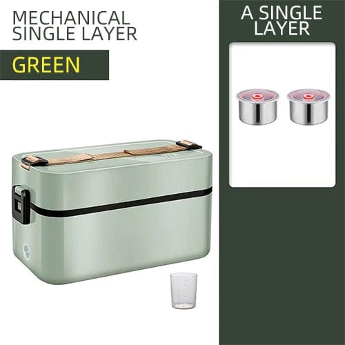  Showlu Fashion Store Green Single Layer Portable Electric Heating Bento Lunch Box Meals Office School Restaurant Thermal Fresh Boxes Dinnerware Food Storage Container