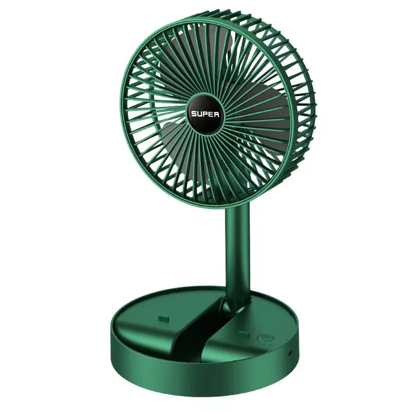 SHOWLU FASHION STORE green Stand Fan 6 Inch Folding Portable Telescopic Floor/USB with Rechargeable Battery 3 Speeds Super Quiet Adjustable Height