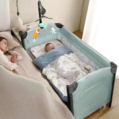 SHOWLU FASHION STORE Green / United States JOYMOR 3 in 1 Baby Bedside Sleeper, Bed Side with Mattress and Sheet, Convert to Bassinet, Playpen, Foldable Travel Bassinet Bed