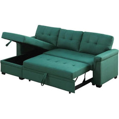 SHOWLU FASHION STORE Green / United States Linen Reversible Sleeper Sectional Sofa with Storage Chaise