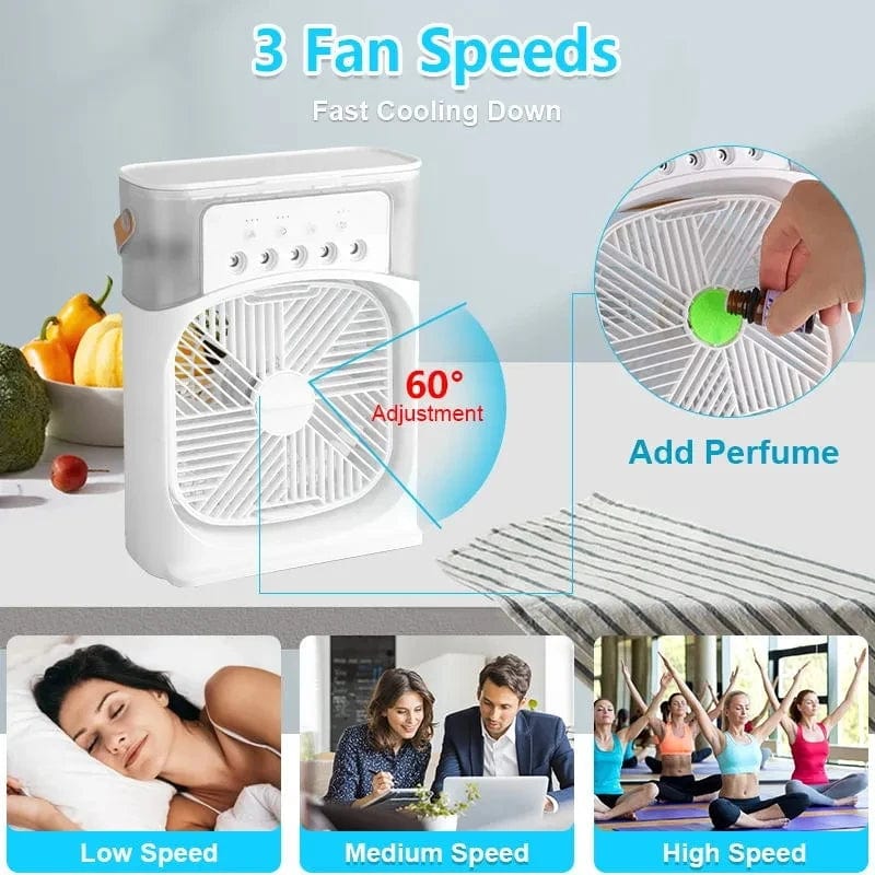  Showlu Fashion Store Green USB Electric Fan Air Conditioners Portable Cooling Fan LED Night Light Water Mist Fun 3 In 1 Air Humidifie For Home