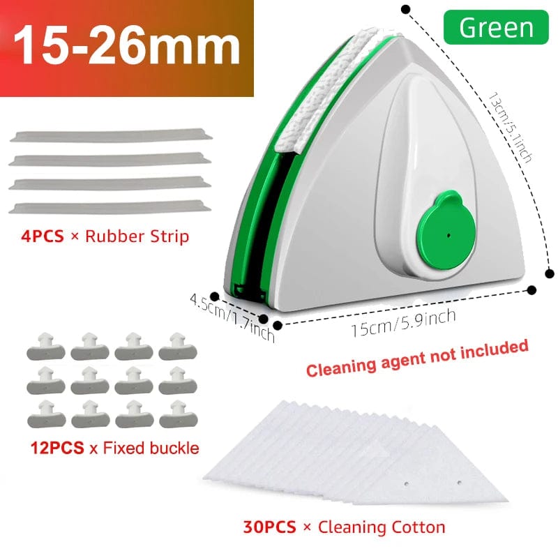 SHOWLU FASHION STORE green with cotton Magnetic Window Cleaner Brush Double-Side Automatic Water Discharge Wiper Glass Window Brush Cleaning Household Tools Cleaning