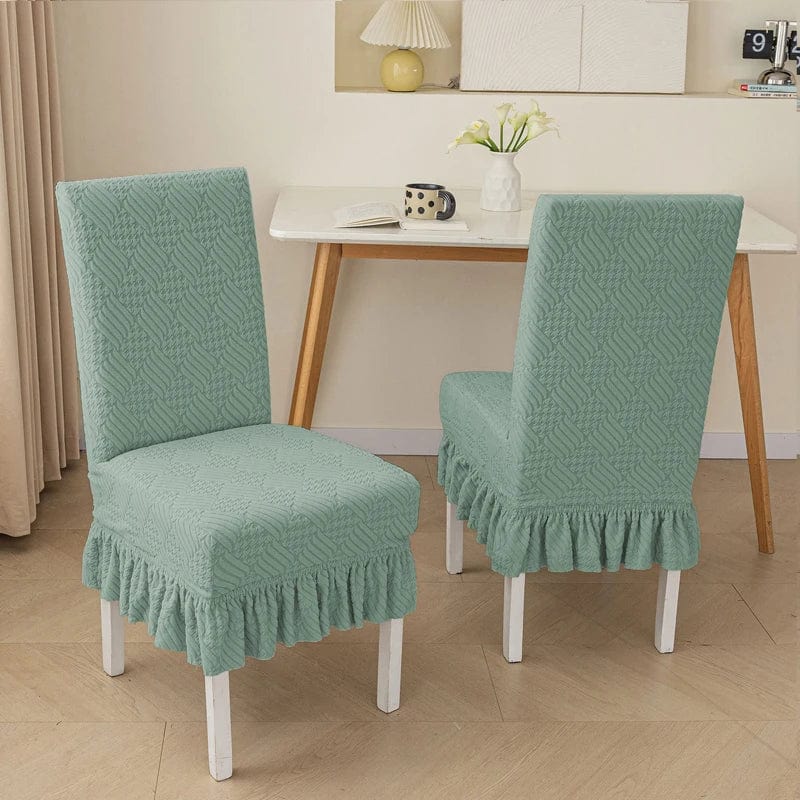 Showlu Fashion Store green-with skirt / one size / CHINA 2024 New Soft Plaid Velvet Chair Covers Thickened Spandex Table Chair Cover Stretch Slipcove For Dining Elastic Home Textiles