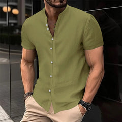  Showlu Fashion Store green / XL Trendy Cotton Linen Casual Shirt for Men