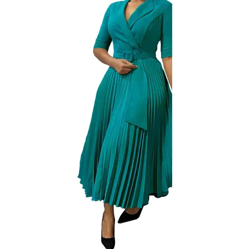 SHOWLU FASHION STORE green / XXL African Dresses For Women Summer Autumn Africa Clothing 3/4 Sleeve Lace Sexy V-Neck Perspective Slim Dress Office Lady Party