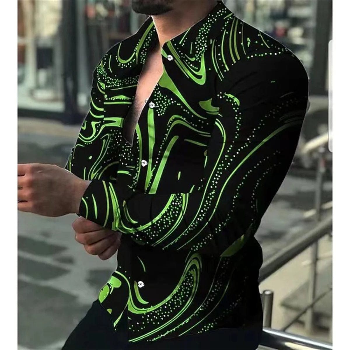 SHOWLU FASHION STORE Green / XXXL Tiki 2024 Europe And the United States New 3D Printed Leisure Holiday Smooth Men's Shirt official-website